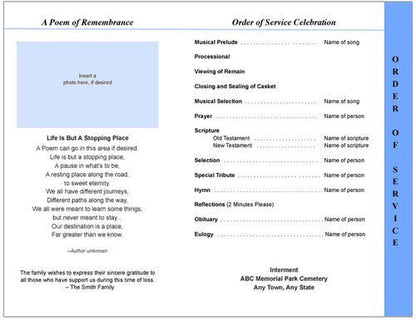 Reflection 8 - Sided Graduated Program Template - The Funeral Program Site