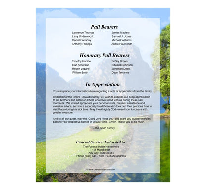 Reflection A4 Funeral Order of Service Template - The Funeral Program Site