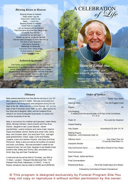 Reflection A4 Funeral Order of Service Template - The Funeral Program Site