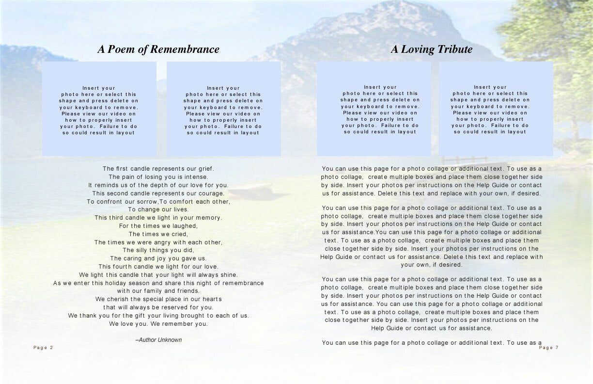 Reflection Funeral Booklet Template - The Funeral Program Site