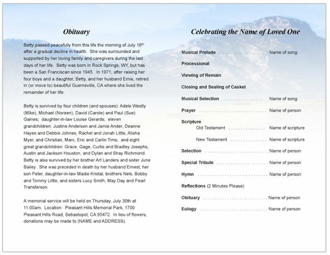 Reflection Funeral Program Template - The Funeral Program Site