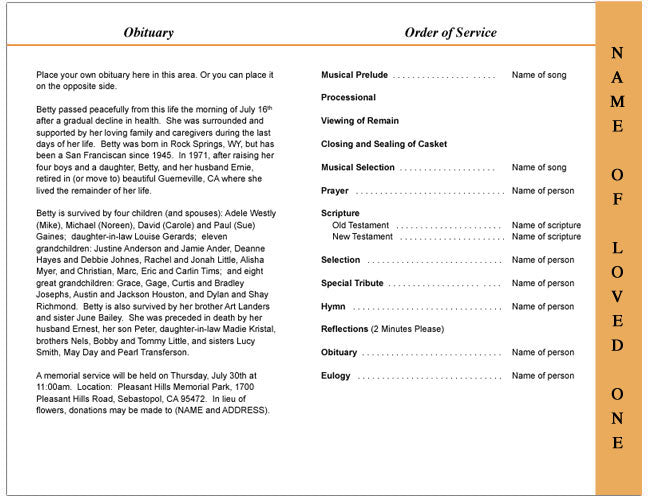 Rejoice 4 - Sided Graduated Funeral Program Template - The Funeral Program Site