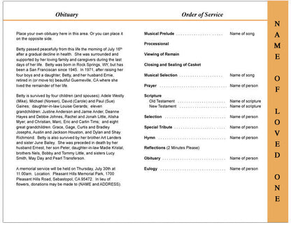 Rejoice 4 - Sided Graduated Funeral Program Template - The Funeral Program Site