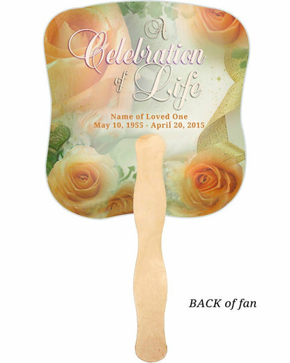 Rejoice Cardstock Memorial Fan With Wooden Handle (Pack of 10) - The Funeral Program Site