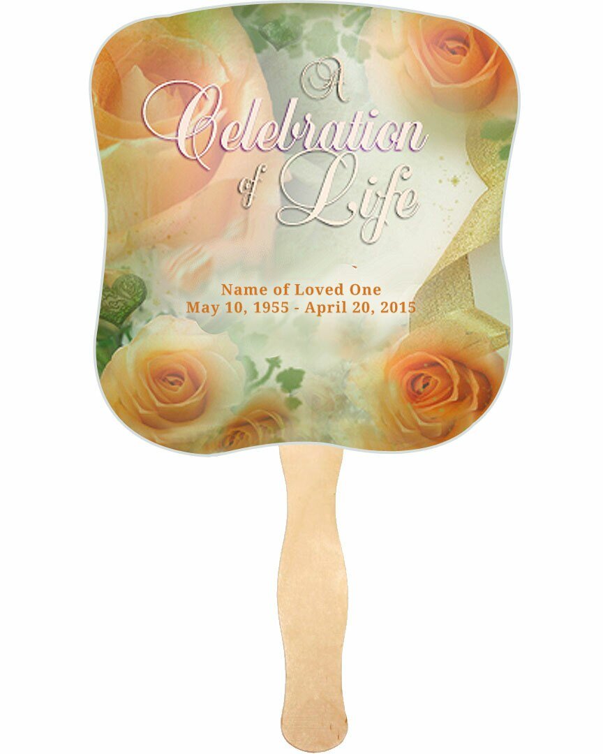 Rejoice Cardstock Memorial Fan With Wooden Handle (Pack of 10) - The Funeral Program Site