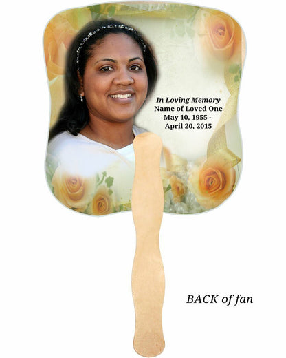 Rejoice Cardstock Memorial Fan With Wooden Handle (Pack of 10) - The Funeral Program Site