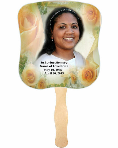 Rejoice Cardstock Memorial Fan With Wooden Handle (Pack of 10) - The Funeral Program Site