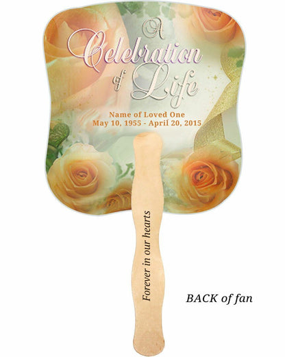 Rejoice Cardstock Memorial Fan With Wooden Handle (Pack of 10) - The Funeral Program Site