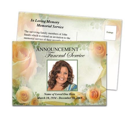 Rejoice Funeral Announcement Postcard Template - The Funeral Program Site