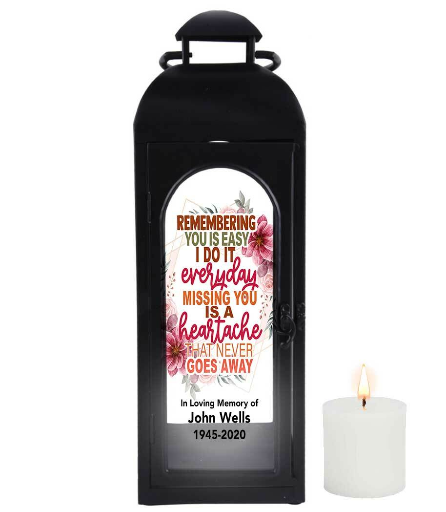 Remembering You Black Memorial Lantern With Wax Candle - The Funeral Program Site