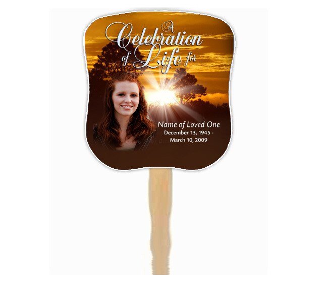 Renewal Cardstock Memorial Fan With Wooden Handle (Pack of 10) - The Funeral Program Site