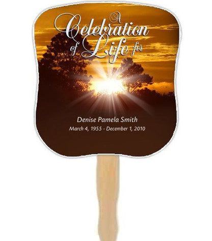 Renewal Cardstock Memorial Fan With Wooden Handle (Pack of 10) - The Funeral Program Site