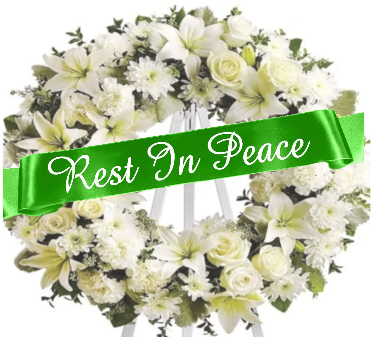 Rest In Peace Funeral Flowers Ribbon Banner - The Funeral Program Site