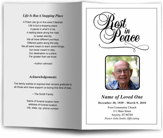 Rest In Peace Funeral Program Template - The Funeral Program Site