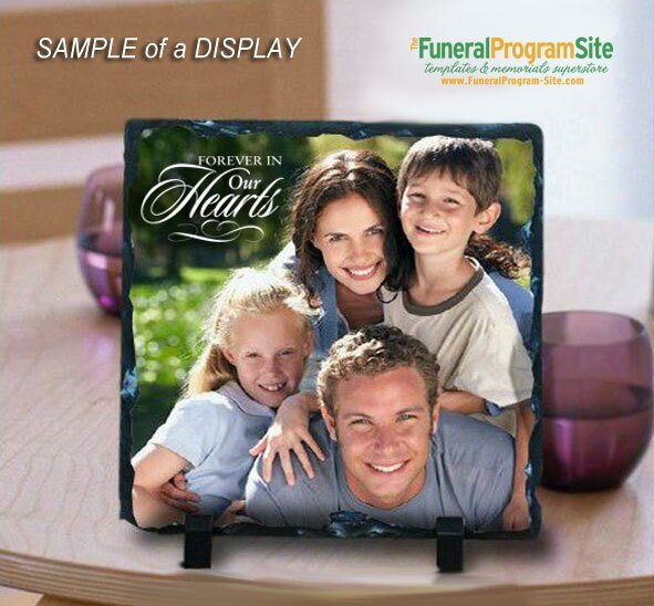 Right Contour Memorial Slate Stone Plaque with Stand - The Funeral Program Site