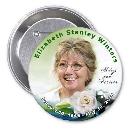 Rose Divine Memorial Button Pin (Pack of 10) - The Funeral Program Site