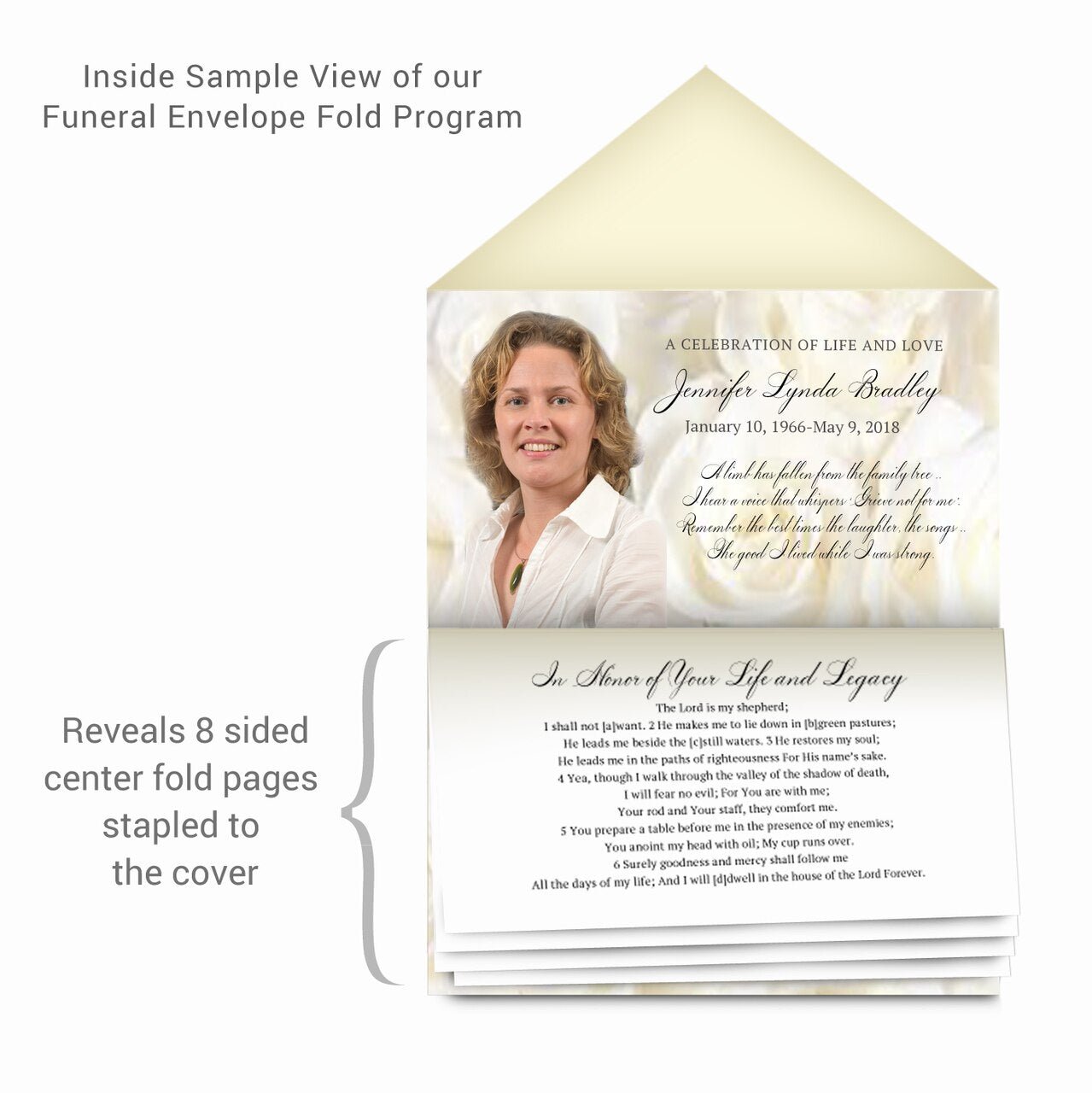 Roses Envelope Fold Program Done For You Design & Print (Pack of 50) - The Funeral Program Site