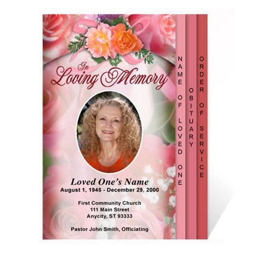 Rosy 8 - Sided Graduated Program Template - The Funeral Program Site