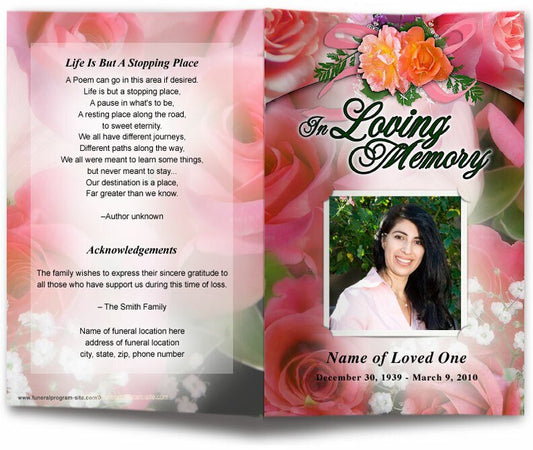 Rosy Funeral Program Template - The Funeral Program Site