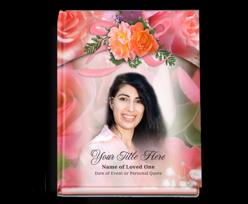 Rosy Perfect Bind Memorial Funeral Guest Book - The Funeral Program Site