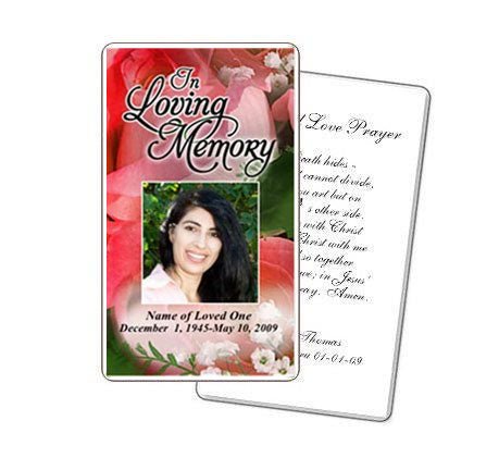 Rosy Prayer Card Template - The Funeral Program Site