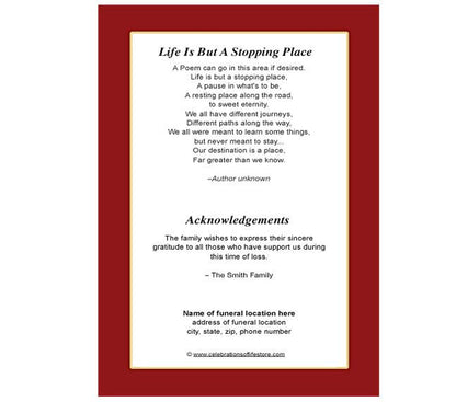 Ruby 4 - Sided Graduated Funeral Program Template - The Funeral Program Site