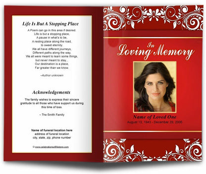 Ruby Funeral Program Template - The Funeral Program Site