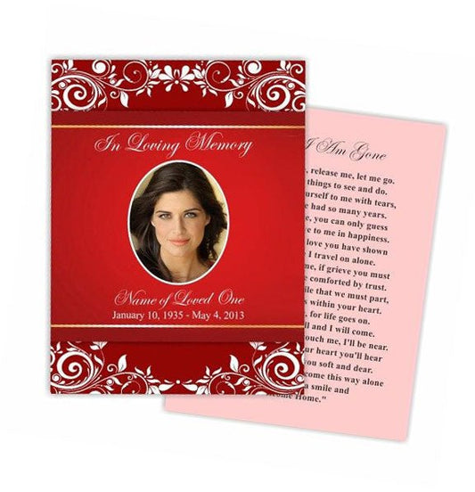 Ruby Small Memorial Card Template - The Funeral Program Site