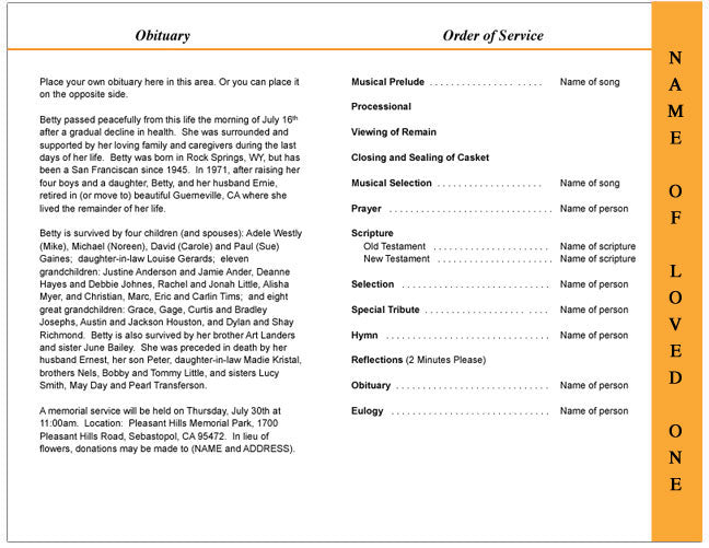 Safari 4 - Sided Graduated Funeral Program Template - The Funeral Program Site