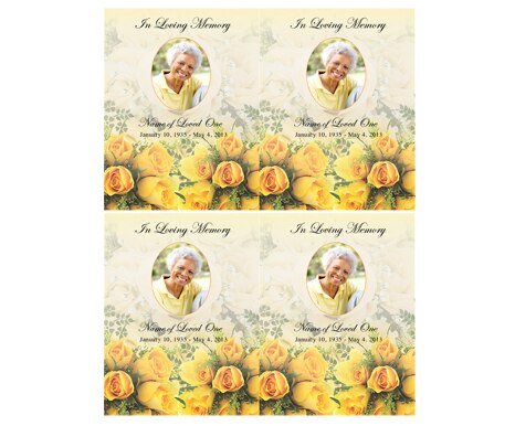 Saffron Flat Memorial Card Template - The Funeral Program Site