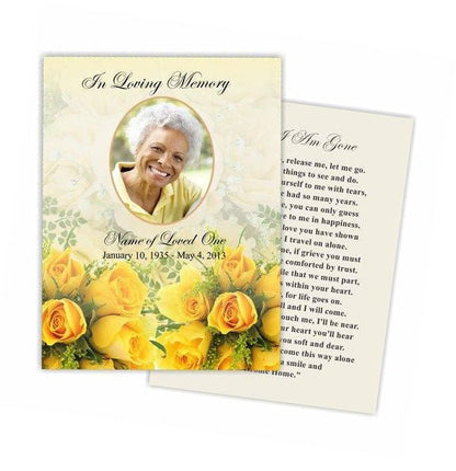 Saffron Flat Memorial Card Template - The Funeral Program Site