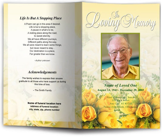 Saffron Funeral Program Template - The Funeral Program Site