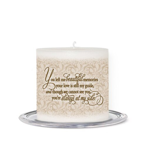 Sandstone Personalized Small Wax Memorial Candle - The Funeral Program Site