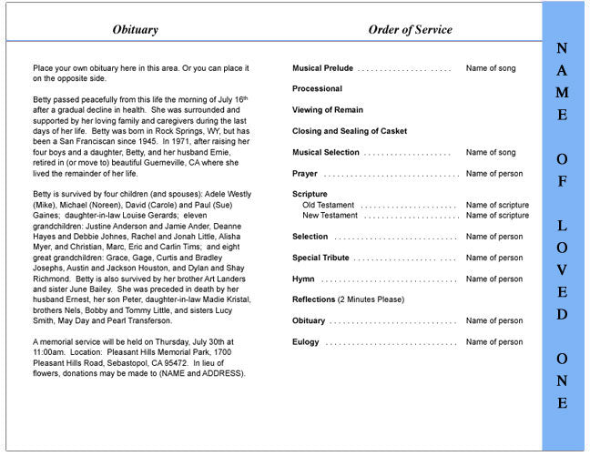 Sandy 4 - Sided Graduated Funeral Program Template - The Funeral Program Site