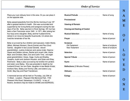 Sandy 4 - Sided Graduated Funeral Program Template - The Funeral Program Site