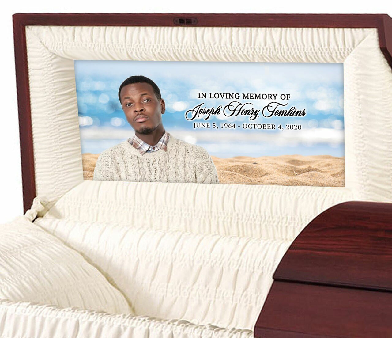 Sandy Shores Custom Casket Panel Insert - The Funeral Program Site