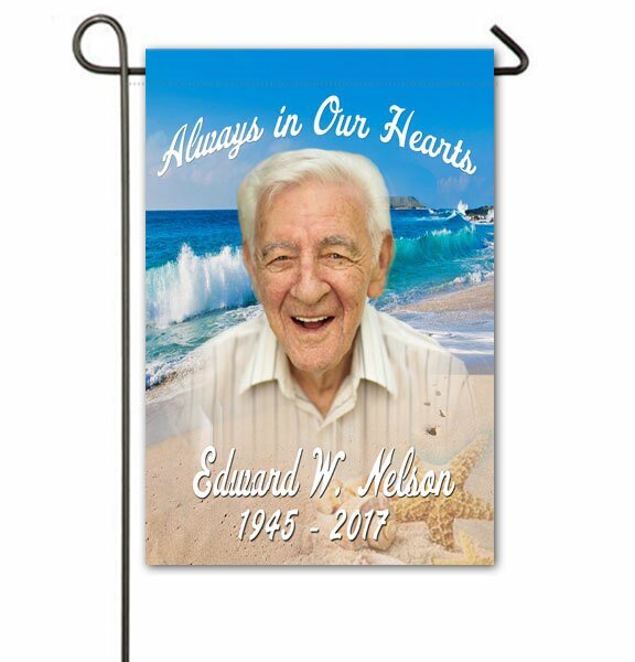 Sandy Shores Personalized Memorial Garden Flag - The Funeral Program Site