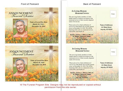 Savior Funeral Announcement Postcard Template - The Funeral Program Site