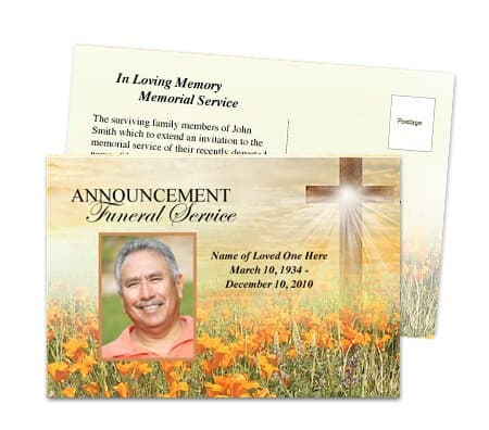 Savior Funeral Announcement Postcard Template - The Funeral Program Site