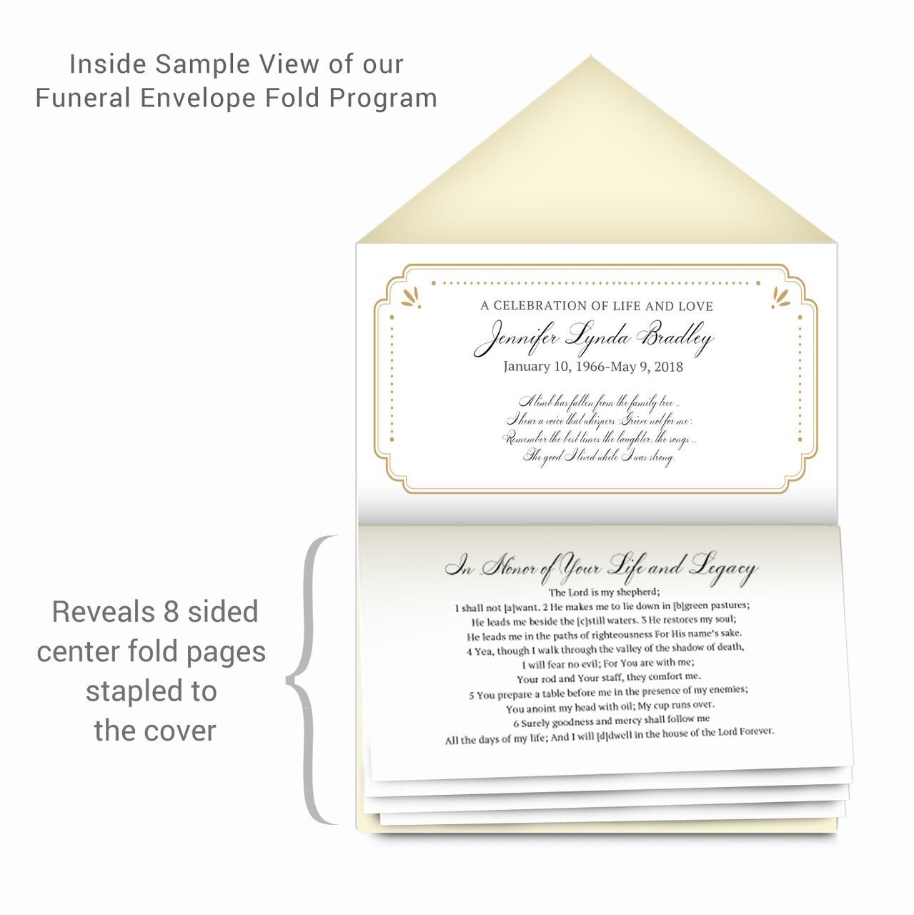 Scallop Envelope Fold Program Done For You Design & Print (Pack of 50) - The Funeral Program Site