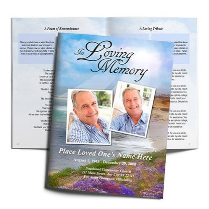 Seascape Funeral Booklet Template - The Funeral Program Site