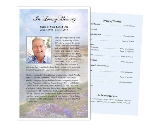 Seascape Funeral Flyer Template - The Funeral Program Site