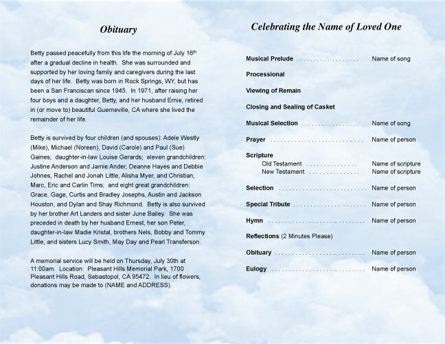 Seascape Funeral Program Template - The Funeral Program Site