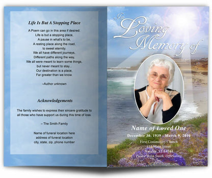 Seascape Funeral Program Template - The Funeral Program Site