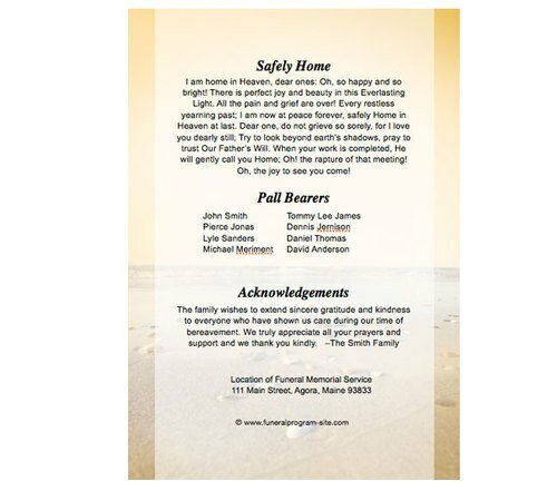 Seashore 8 - Sided Graduated Program Template - The Funeral Program Site