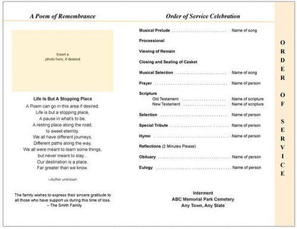 Seashore 8 - Sided Graduated Program Template - The Funeral Program Site