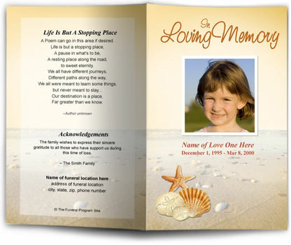 Seashore Funeral Program Template - The Funeral Program Site