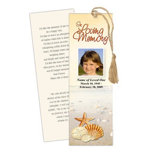 Seashore Memorial Bookmark Template - The Funeral Program Site