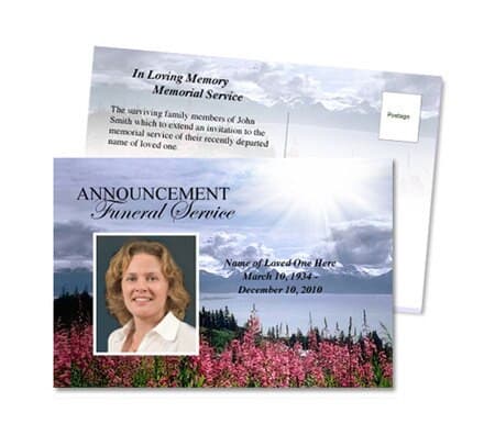 Seasons Funeral Announcement Postcard Template - The Funeral Program Site