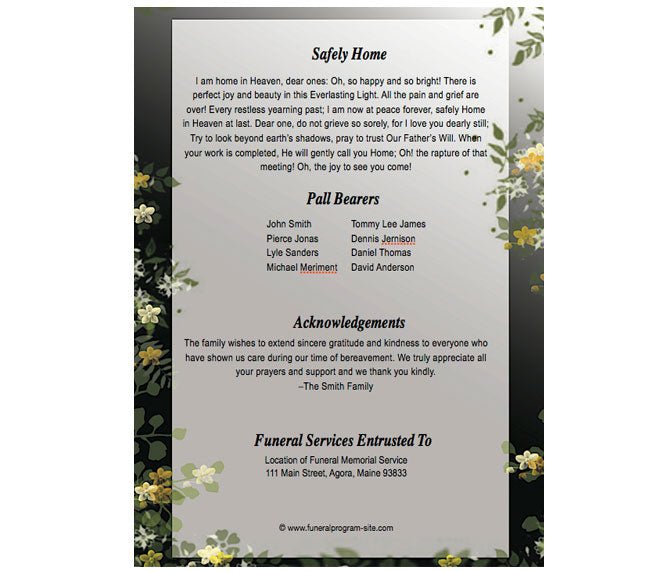 Serene 8 - Sided Graduated Program Template - The Funeral Program Site